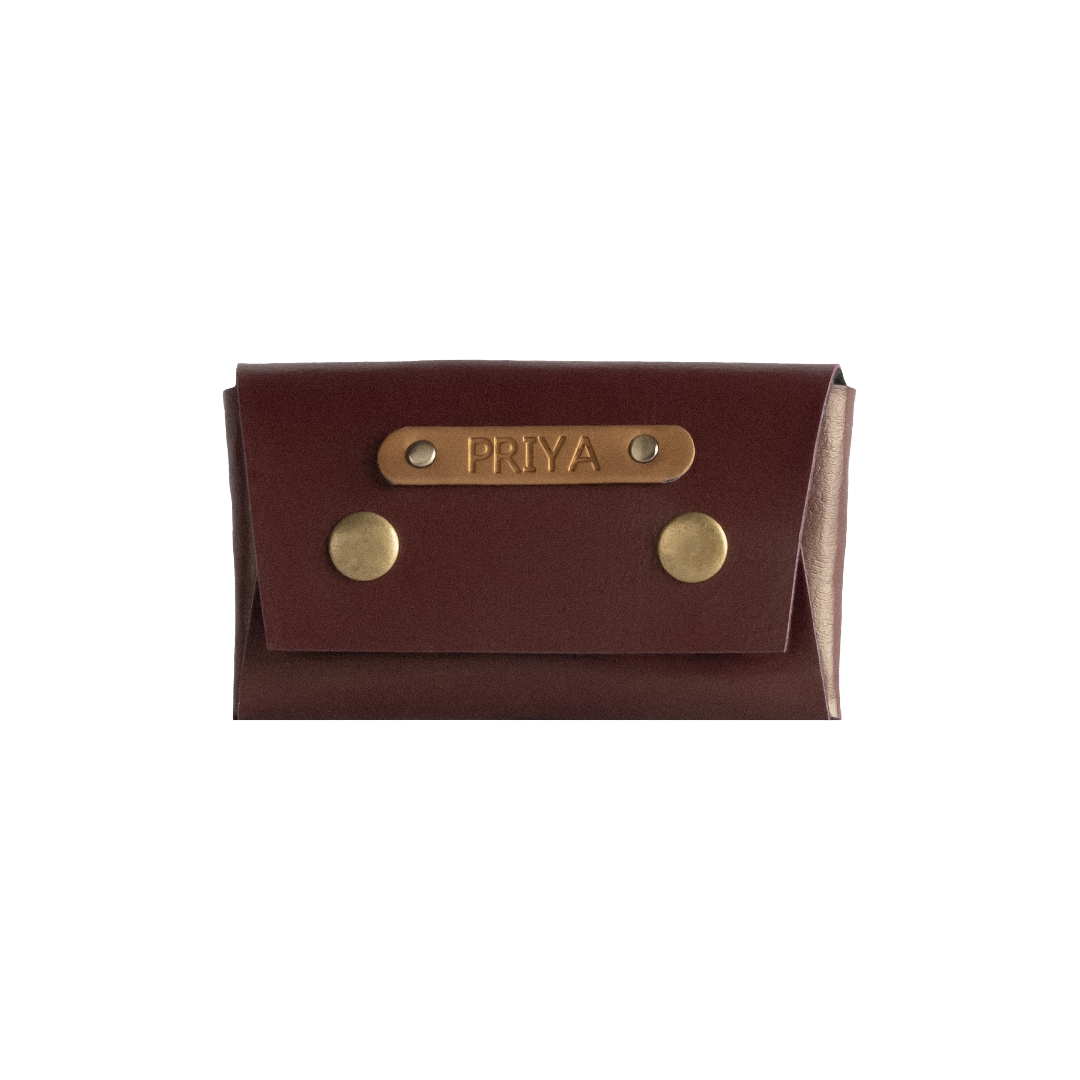 Order Personalized Vegan Leather Visiting Card Holder in Wine